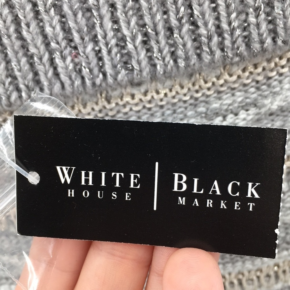 White House Black‎ Market Striped Off-The Shoulder Sweater Womens Large Pullover - Picture 7 of 16